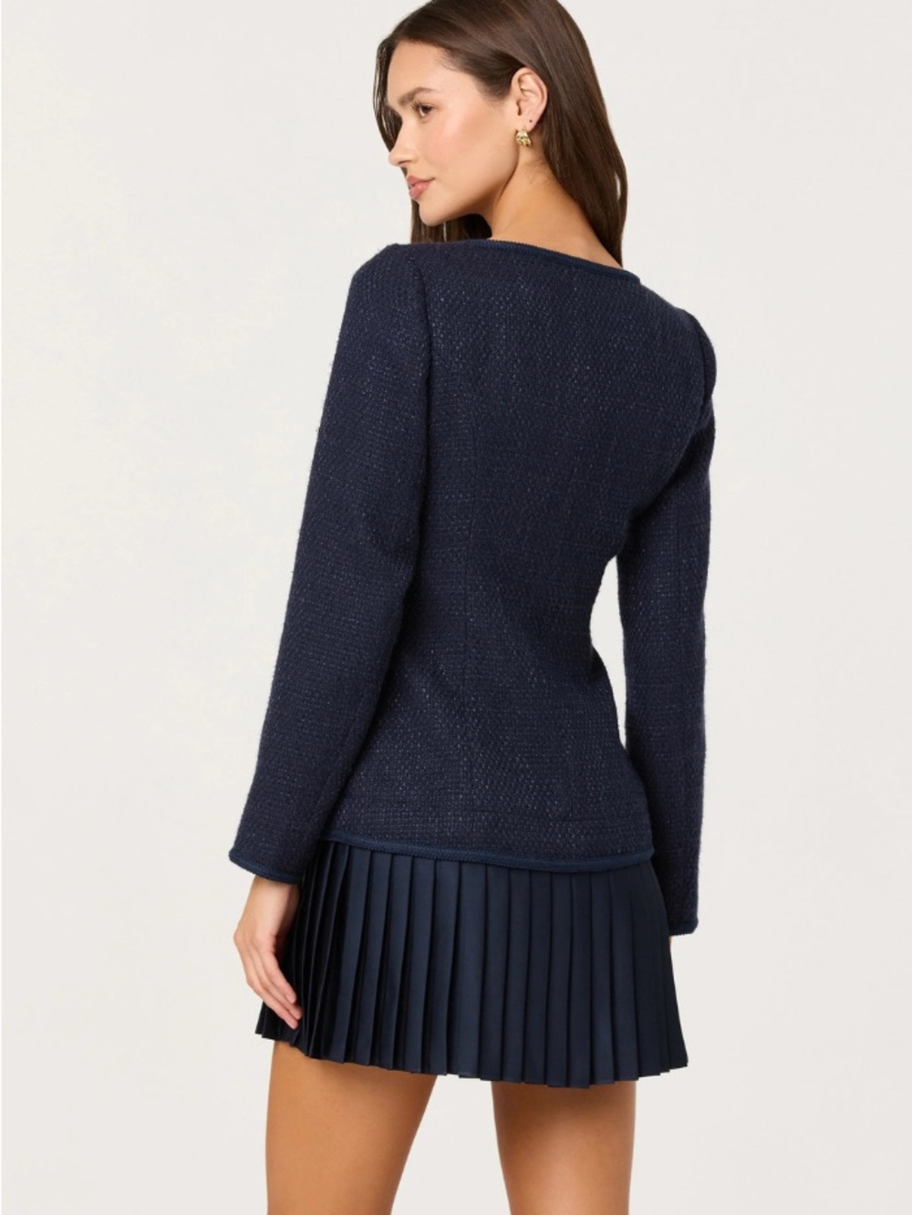 ASTR the Label Malorie Navy Tweed Dress S - Picture 3 of 4